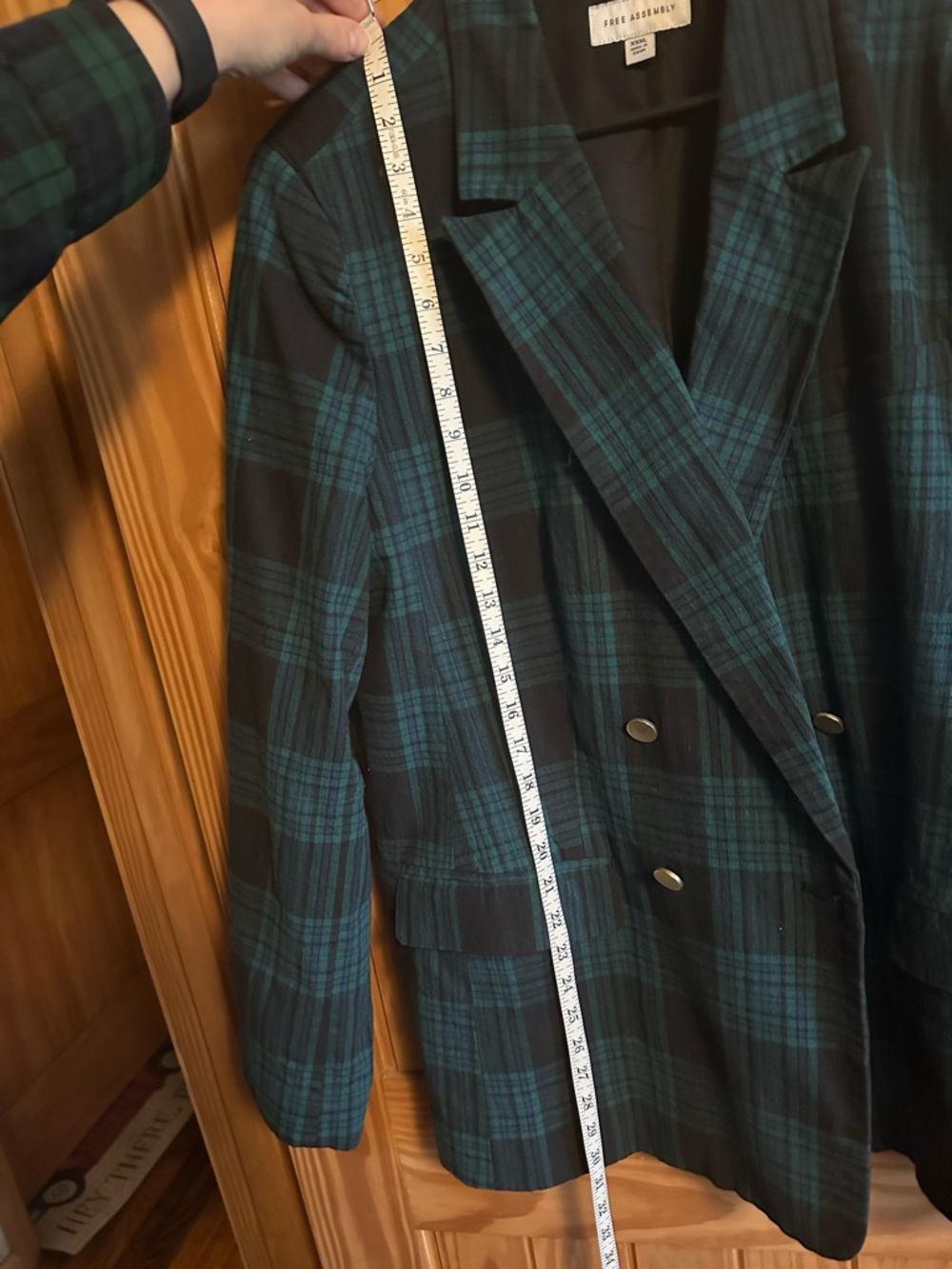 Heritage Plaid Double-Breasted Blazer Jacket - Teal/Black XXXL - Picture 4 of 9
